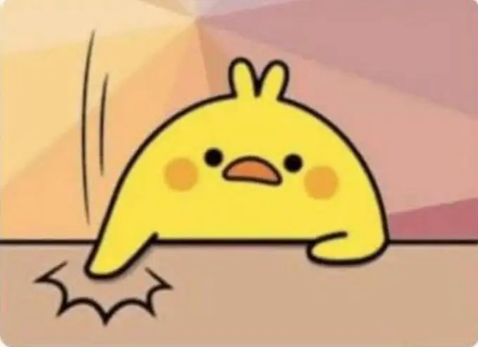 Pollito meme dando un golpe en la mesa