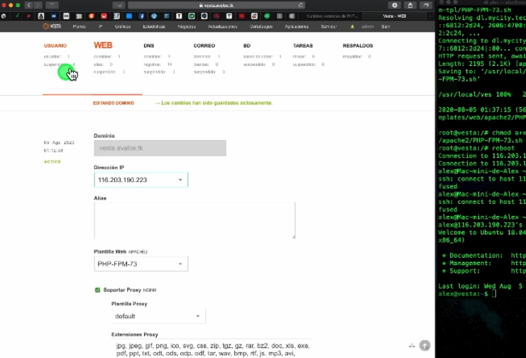 Múltiples versiones de PHP en Vesta